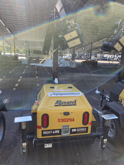 2021 Allmand NLV3GR (4) LED Light Fixture 350W, 23' Vertical Mast, 3kW Prime, Towable, Deep Sea L401, Leveling Jacks, Yanmar T4F 5.8hp