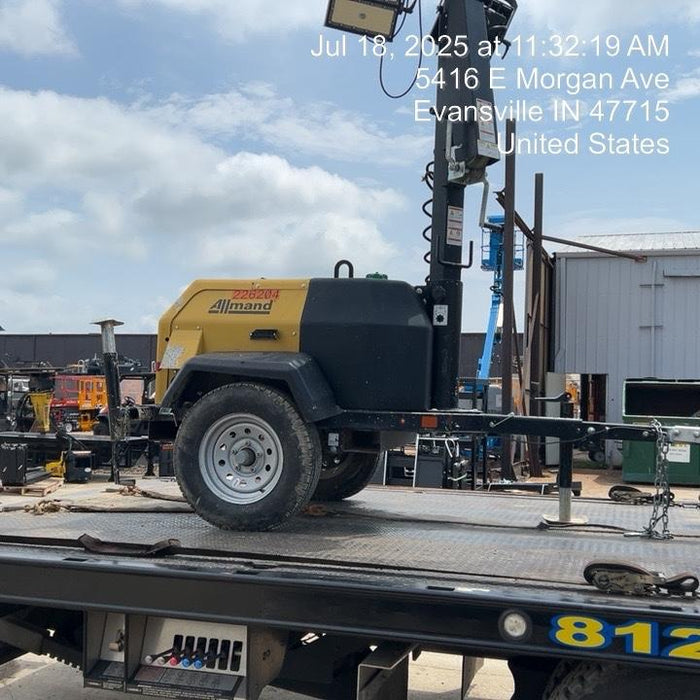 2022 Allmand NLV3GR (4) LED Light Fixture 350W, 23' Vertical Mast, 3kW Prime, Towable, Deep Sea L401, Leveling Jacks, Yanmar T4F 5.8hp