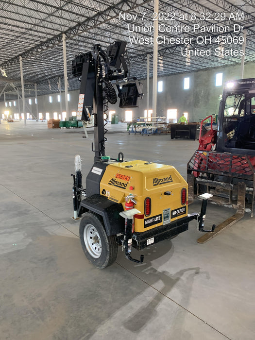 2022 Allmand NLV3GR (4) LED Light Fixture 350W, 23' Vertical Mast, 3kW Prime, Towable, ES Decals, T3