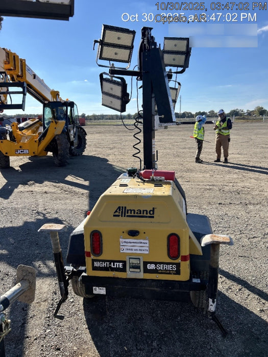 2022 Allmand NLV3GR (4) LED Light Fixture 350W, 23' Vertical Mast, 3kW Prime, Towable, Deep Sea L401, Leveling Jacks, Yanmar T4F 5.8hp