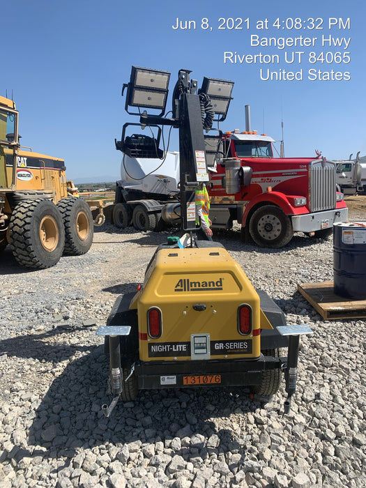 2021 Allmand NLV3GR (4) LED Light Fixture 350W, 23' Vertical Mast, 3kW Prime, Towable, Deep Sea L401, Leveling Jacks, Yanmar T4F 5.8hp