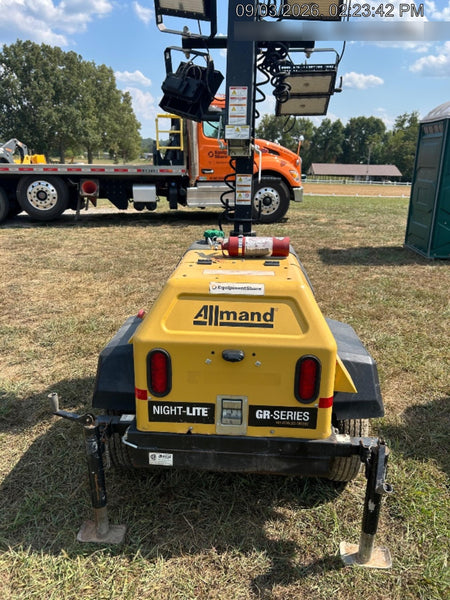 2022 Allmand NLV3GR (4) LED Light Fixture 350W, 23' Vertical Mast, 3kW Prime, Towable, Deep Sea L401, Leveling Jacks, Yanmar T4F 5.8hp
