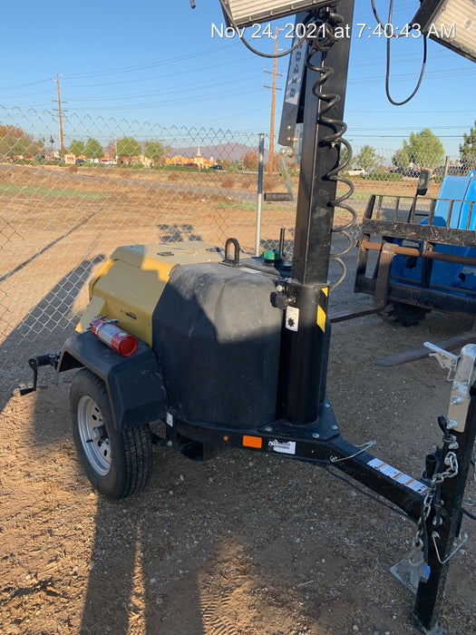 2021 Allmand NLV3GR (4) LED Light Fixture 350W, 23' Vertical Mast, 3kW Prime, Towable, Deep Sea L401, Leveling Jacks, Yanmar T4F 5.8hp