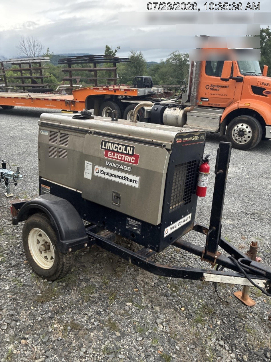 2019 Lincoln Electric Vantage 322 Welder Ready-Pak 3, Two wheel trailer, Fender and Light kit, Cable Rack