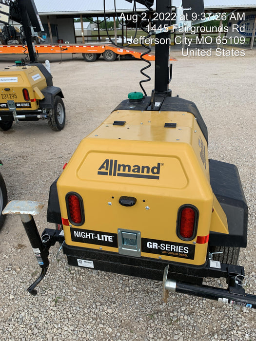 2022 Allmand NLV3GR (4) LED Light Fixture 350W, 23' Vertical Mast, 3kW Prime, Towable, Deep Sea L401, Leveling Jacks, Yanmar T4F 5.8hp