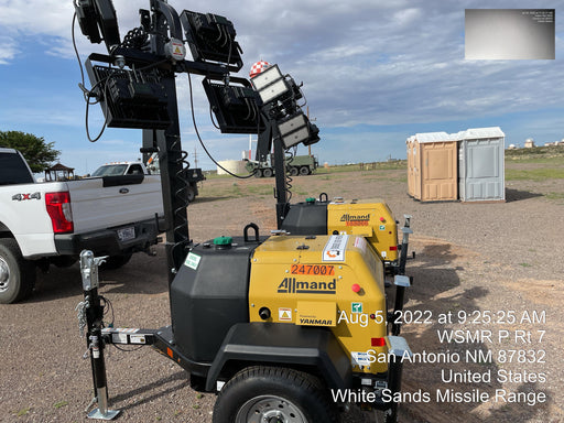 2022 Allmand NLV3GR (4) LED Light Fixture 350W, 23' Vertical Mast, 3kW Prime, Towable, ES Decals, T3