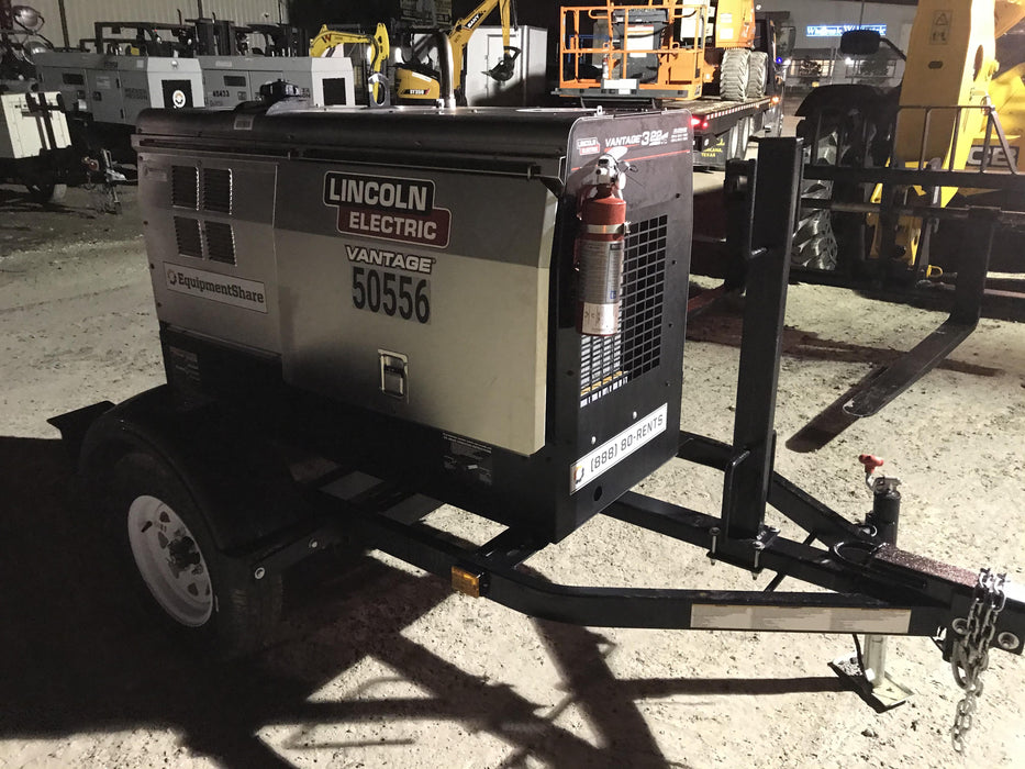 2019 Lincoln Electric Vantage 322 Welder Ready-Pak 3, Two wheel trailer, Fender and Light kit, Cable Rack