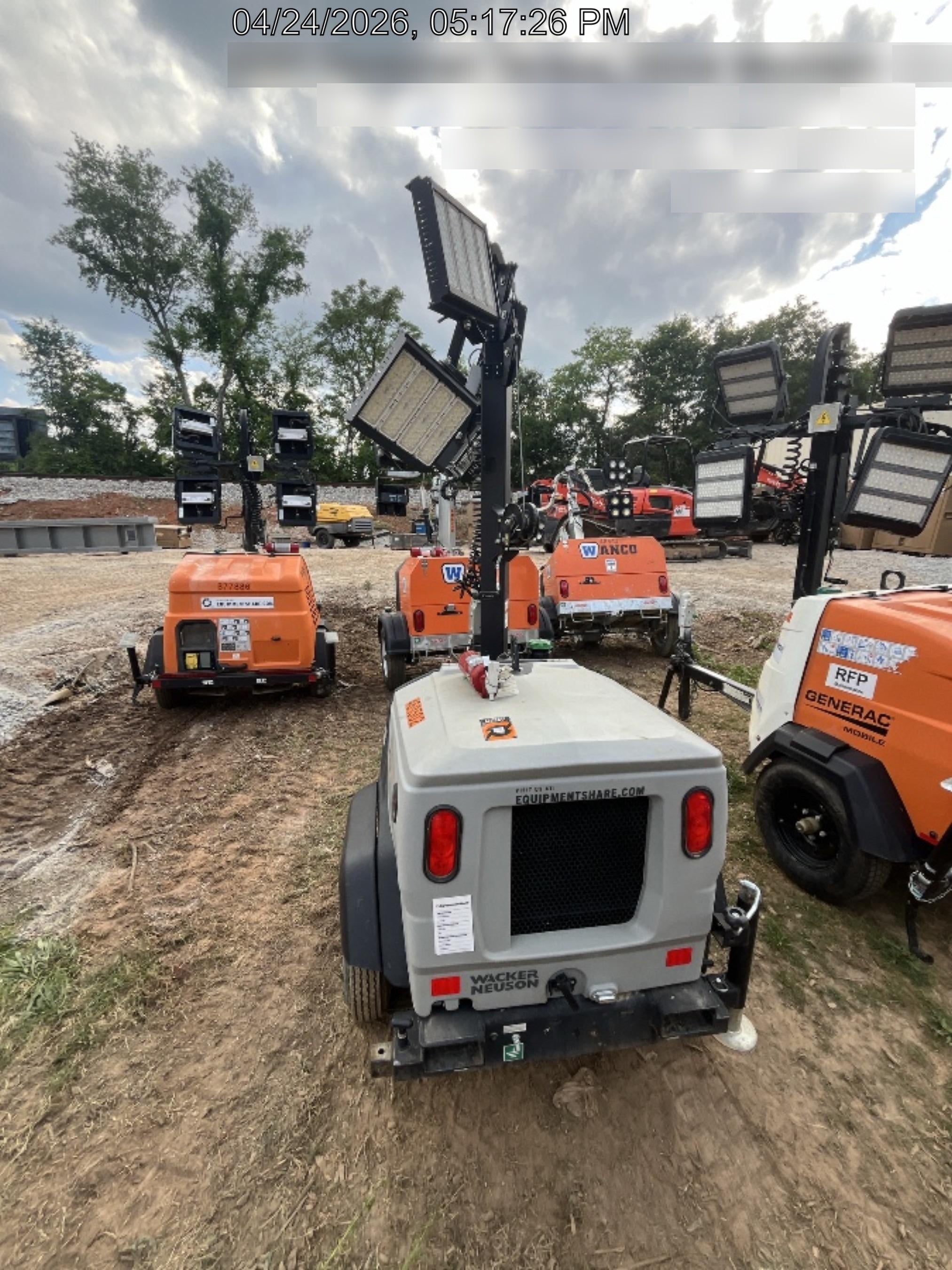 2024 Wacker Neuson LTT4 Diesel, Kohler KDW702, Deep Sea Controller, Auto Start, LED 320W, Bypass Outlet, T3