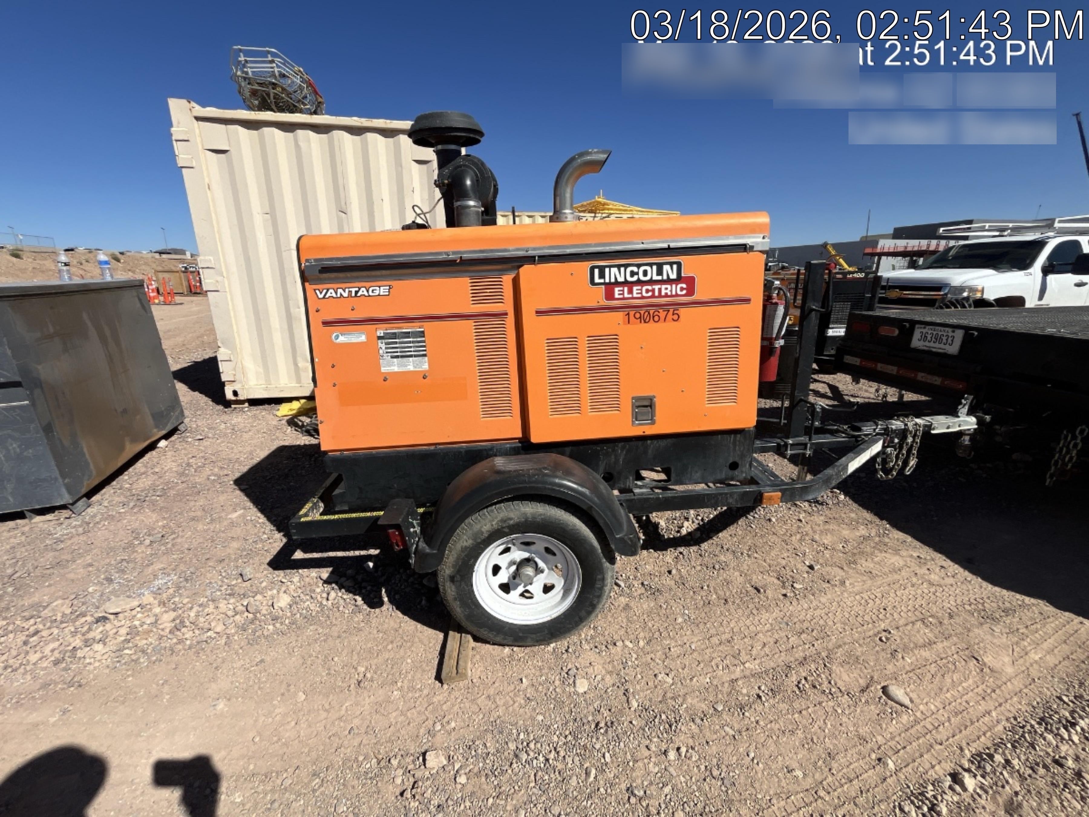 2021 Lincoln Electric Vantage 549X Ready Pak 3, ORANGE (includes trailer, cable rack, fender light kit)