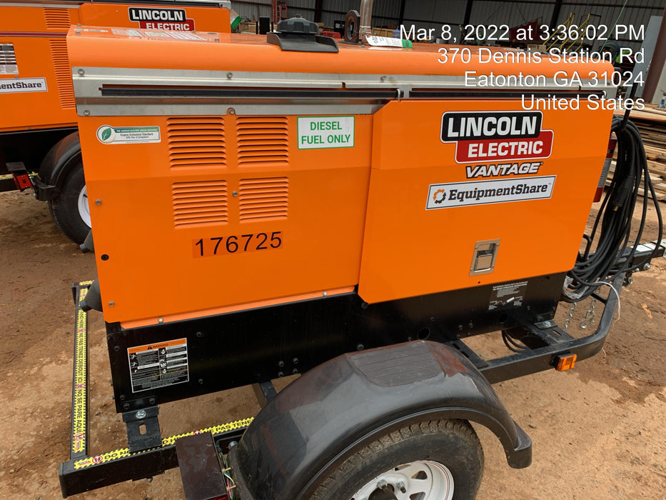 2021 Lincoln Electric Vantage 322 Vantage 322 Ready Pak 3 w/ Decals, ORANGE (includes trailer, cable rack, fender light kit) NO Telematics