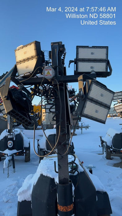 2022 Allmand NLV3GR (4) LED Light Fixture 350W, 23' Vertical Mast, 3kW Prime, Towable, Deep Sea L401, Leveling Jacks, Yanmar T4F 5.8hp