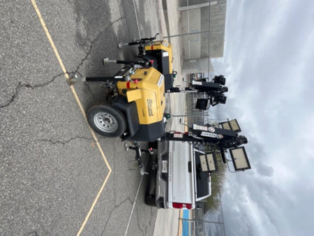 2021 Allmand NLV3GR (4) LED Light Fixture 350W, 23' Vertical Mast, 3kW Prime, Towable, Deep Sea L401, Leveling Jacks, Yanmar T4F 5.8hp