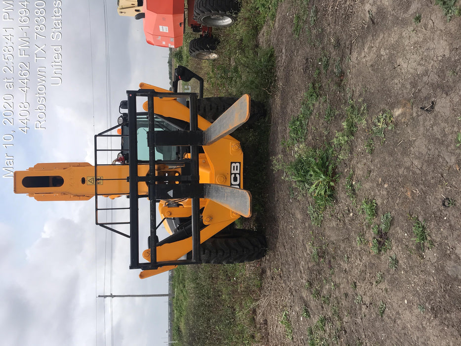 2020 JCB 510-56 Cab/Heat/Air, 74 HP, Solid Tires, STD Worklight, Beacon, Aux Hydraulics, Lifting Eye, Back up Alarm w/66" Carriage/60" Forks
