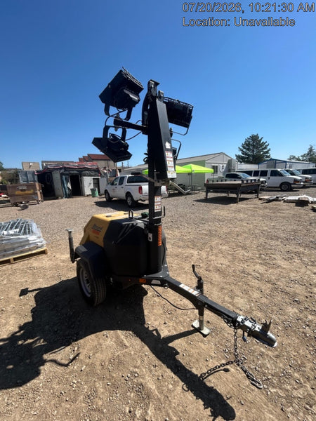 Allmand NLV3GR (4) LED Light Fixture 350W, 23' Vertical Mast, 3kW Prime, Towable, Deep Sea L401, Leveling Jacks, Yanmar T4F 5.8hp