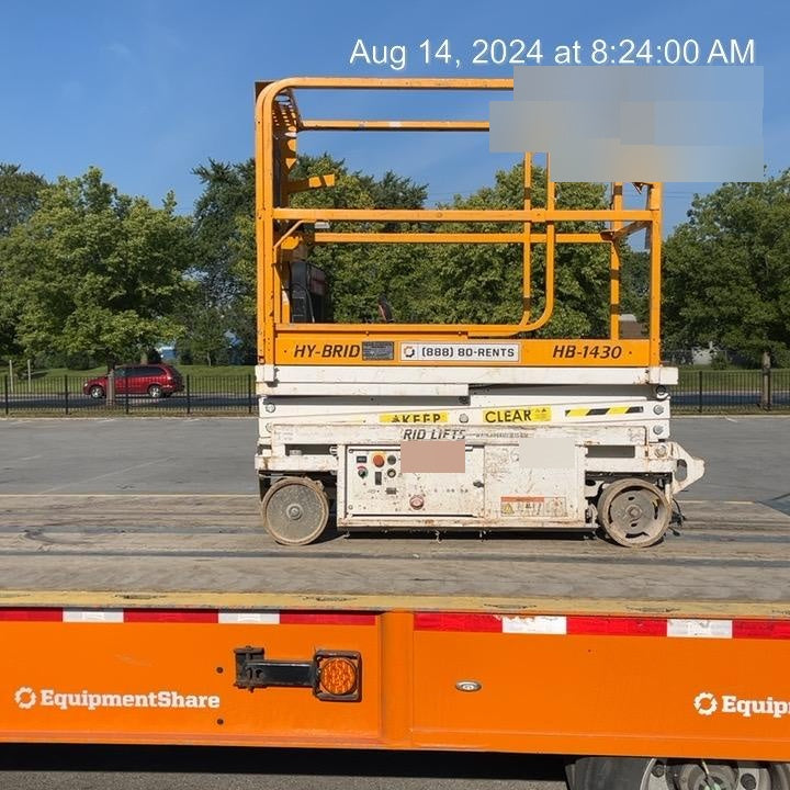 Custom Equipment HB-1430 <ul>
 <li>Hy-Brid Scissor Lift</li>
  <li>Platform capacity up to 670 lbs.</li>
  <li>Working height up to 20 ft</li>
  <li>Weighs under 1,700 lbs.</li>
  <li>Non-marking wheels </li>
</ul>