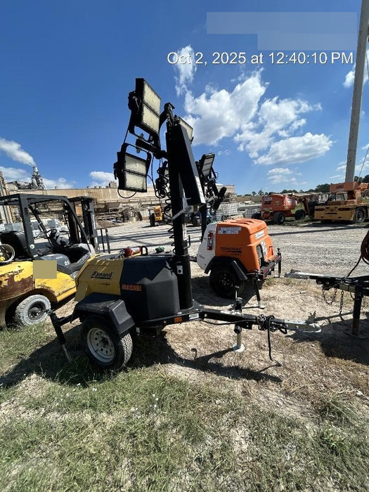 2022 Allmand NLV3GR (4) LED Light Fixture 350W, 23' Vertical Mast, 3kW Prime, Towable, Deep Sea L401, Leveling Jacks, Yanmar T4F 5.8hp