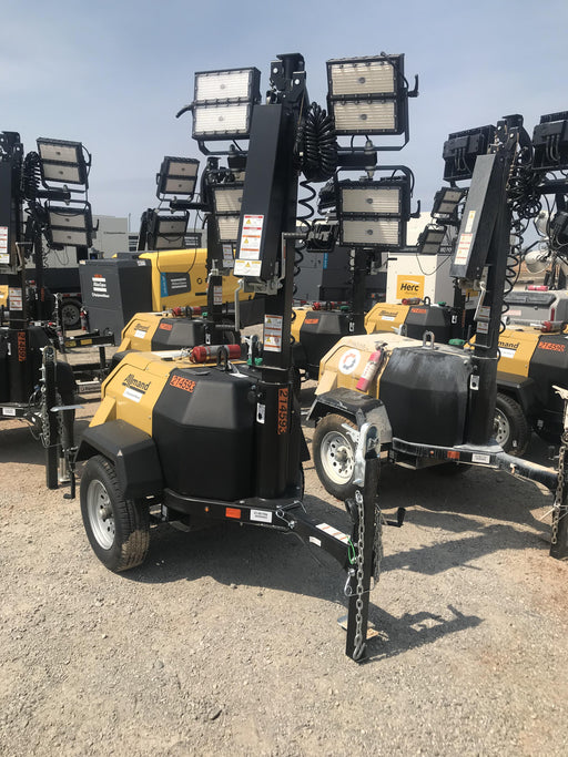 2022 Allmand NLV3GR (4) LED Light Fixture 350W, 23' Vertical Mast, 3kW Prime, Towable, Deep Sea L401, Leveling Jacks, Yanmar T4F 5.8hp