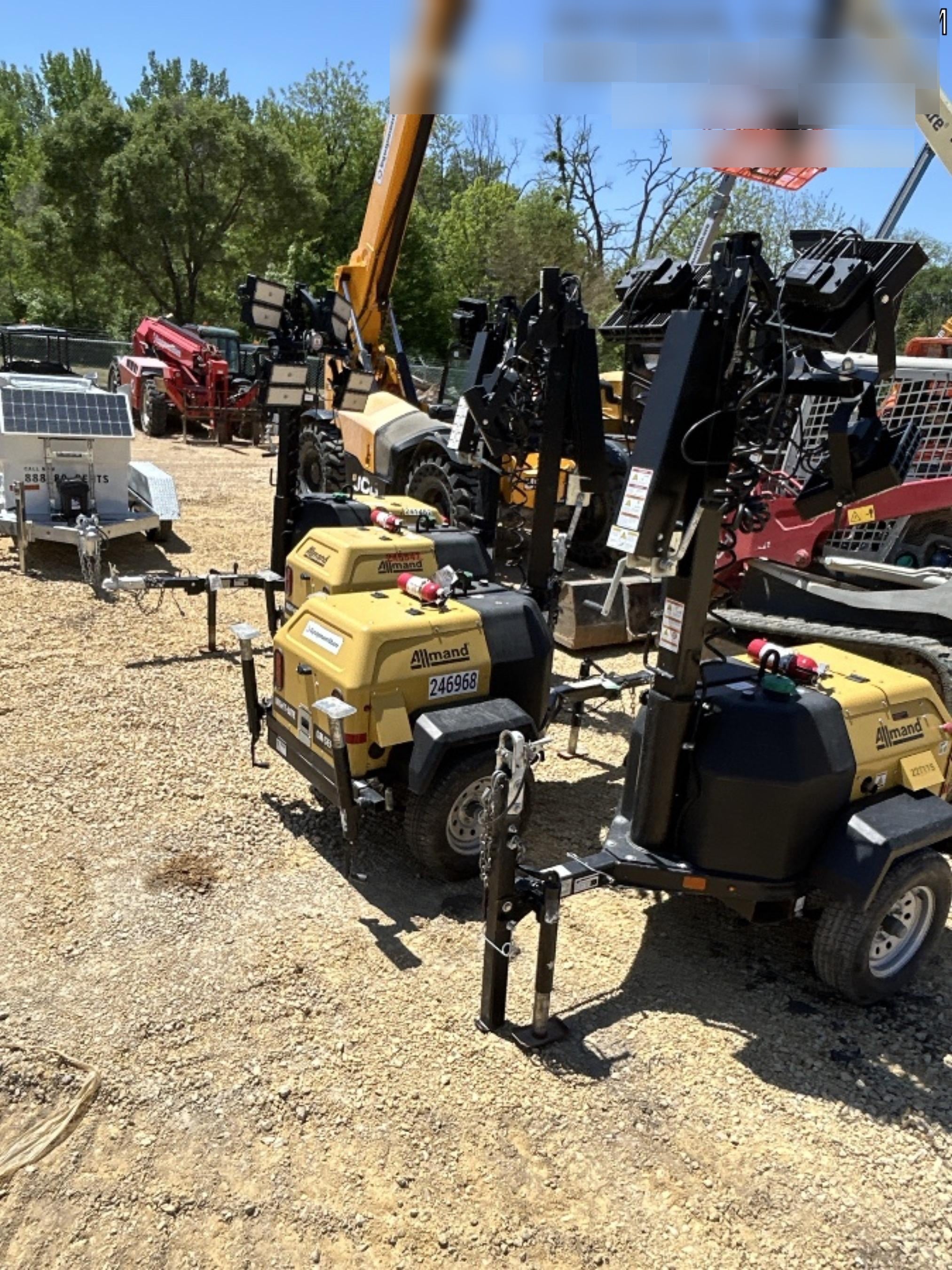 2022 Allmand NLV3GR (4) LED Light Fixture 350W, 23' Vertical Mast, 3kW Prime, Towable, Deep Sea L401, Leveling Jacks, Yanmar T4F 5.8hp