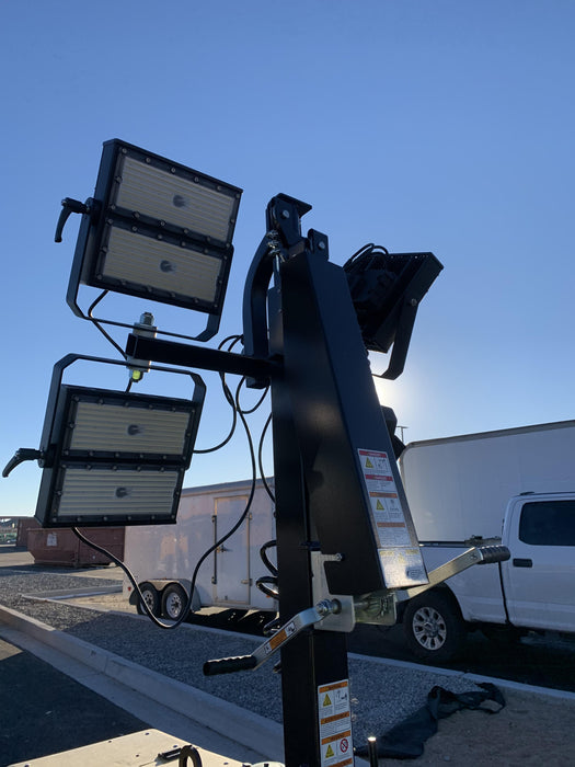 Allmand NLV3GR (4) LED Light Fixture 350W, 23' Vertical Mast, 3kW Prime, Towable, Deep Sea L401, Leveling Jacks, Yanmar T4F 5.8hp