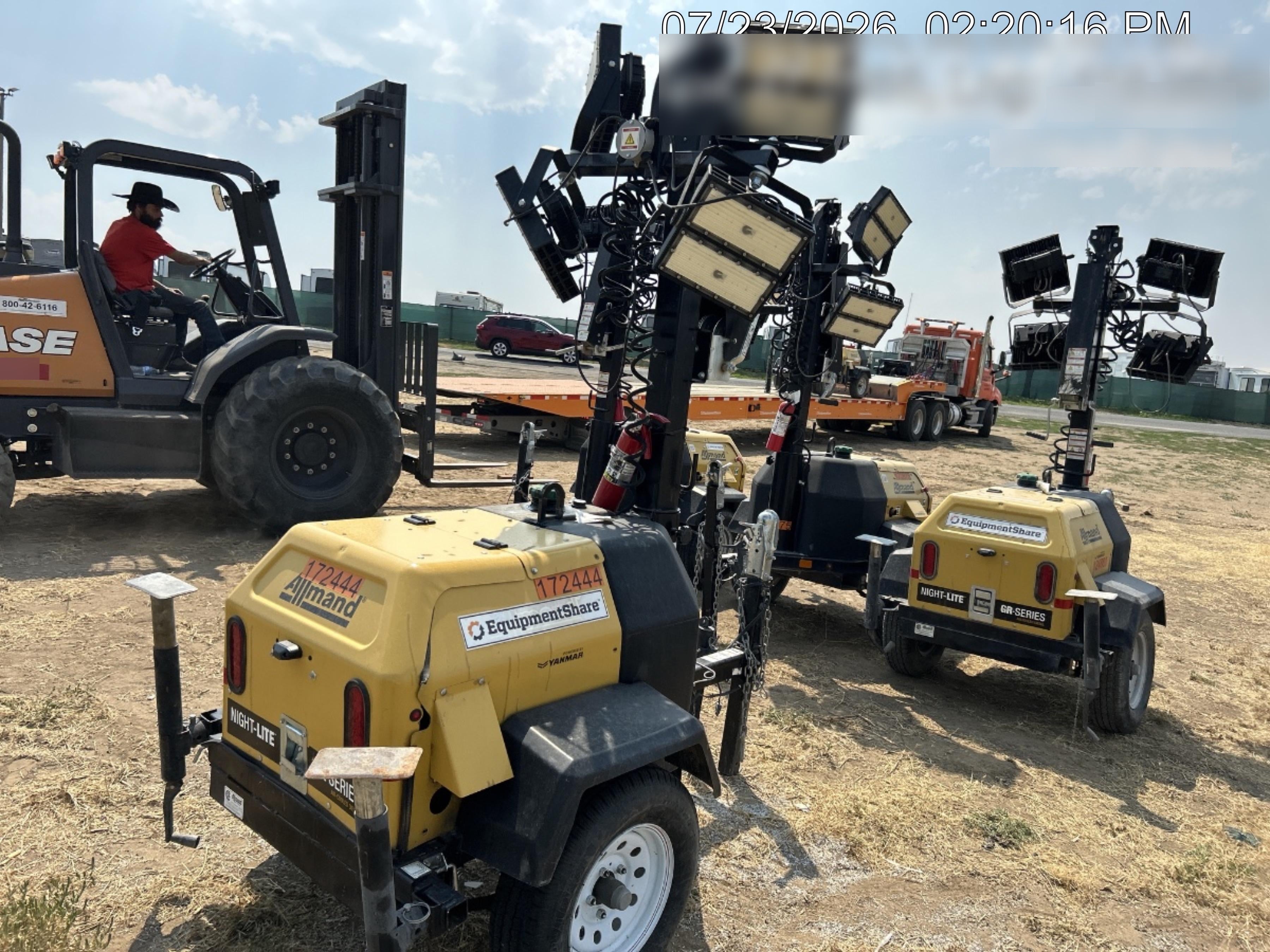 2021 Allmand NLV3GR (4) LED Light Fixture 350W, 23' Vertical Mast, 3kW Prime, Towable, Deep Sea L401, Leveling Jacks, Yanmar T4F 5.8hp