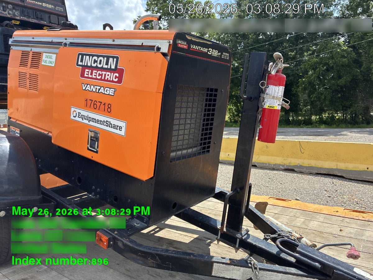 2021 Lincoln Electric Vantage 322 Vantage 322 Ready Pak 3 w/ Decals, ORANGE (includes trailer, cable rack, fender light kit) NO Telematics