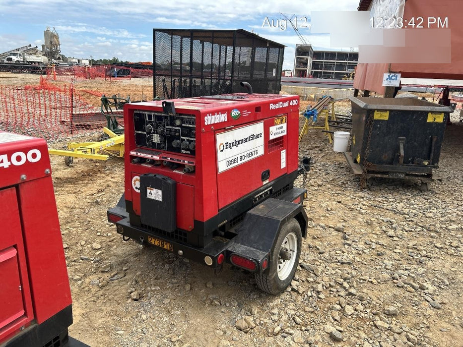 2022 Shindaiwa DGW400MDL Kubota D902 Engine, 23 HP, Dual Op Welder, Wire, Arc, Droop Stick, Tig, and CC Stick Functionality, Simulphase, 3 Phase and 1 Phase Gen Output, Single Axle NB Trlr, Slr Trckl Chrg 12V 12W, Fire Ext
