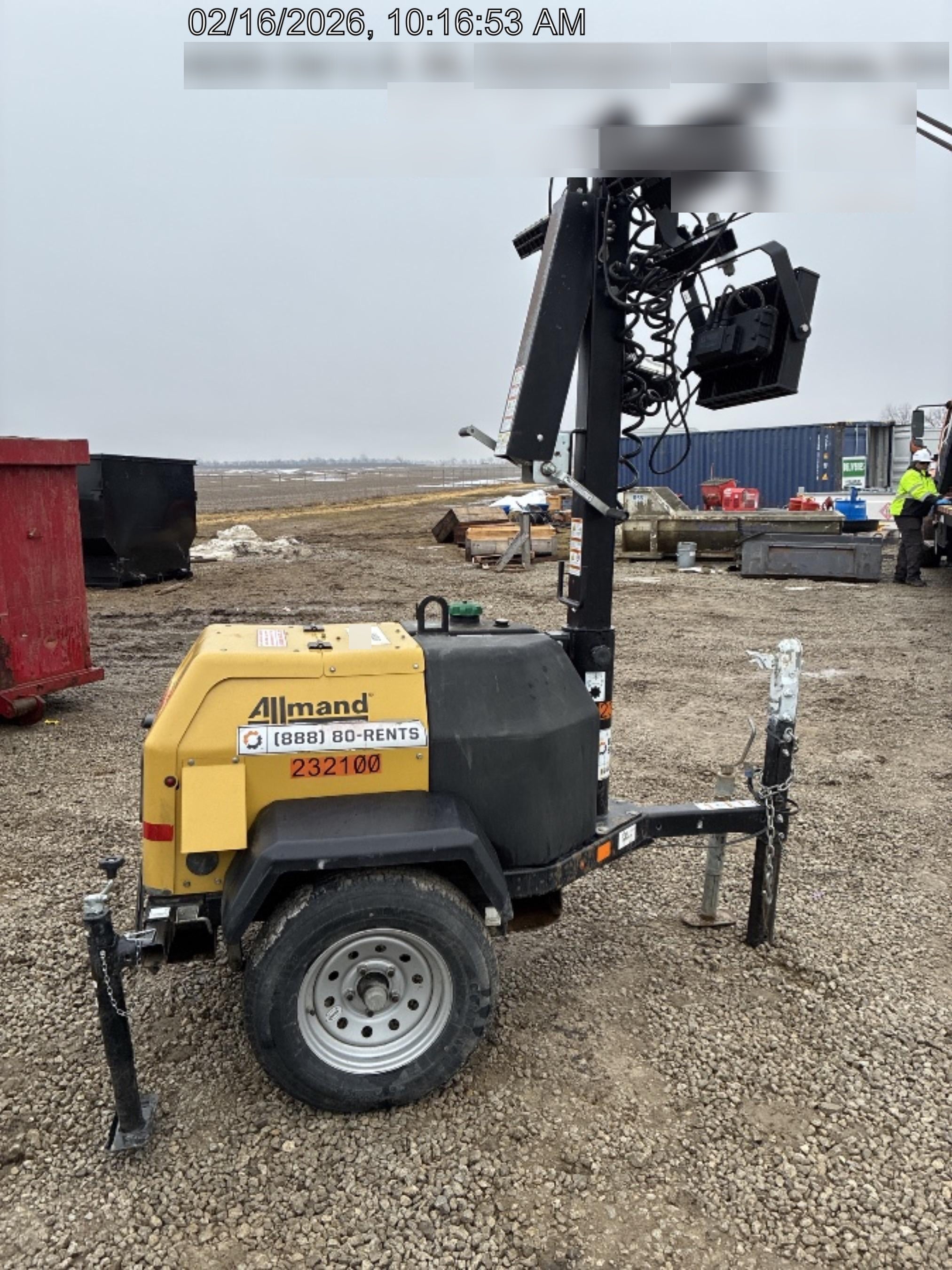 2022 Allmand NLV3GR (4) LED Light Fixture 350W, 23' Vertical Mast, 3kW Prime, Towable, Deep Sea L401, Leveling Jacks, Yanmar T4F 5.8hp