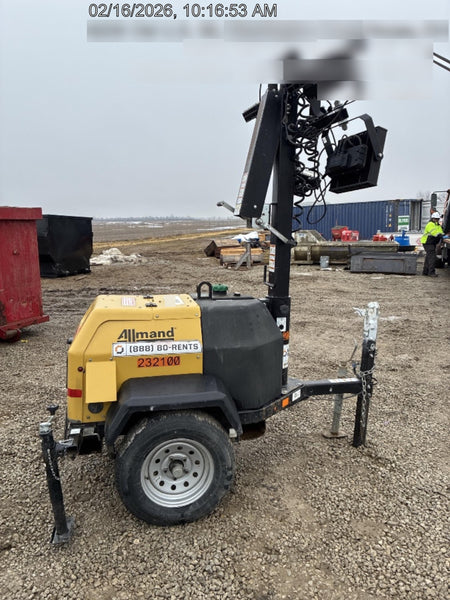 2022 Allmand NLV3GR (4) LED Light Fixture 350W, 23' Vertical Mast, 3kW Prime, Towable, Deep Sea L401, Leveling Jacks, Yanmar T4F 5.8hp