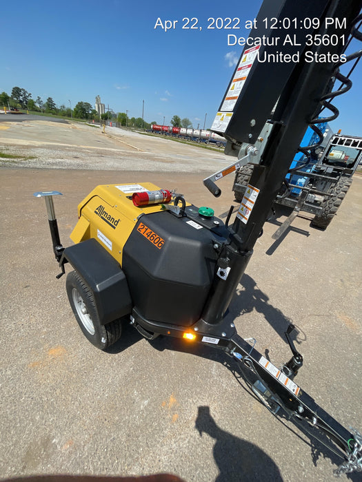 2022 Allmand NLV3GR (4) LED Light Fixture 350W, 23' Vertical Mast, 3kW Prime, Towable, Deep Sea L401, Leveling Jacks, Yanmar T4F 5.8hp