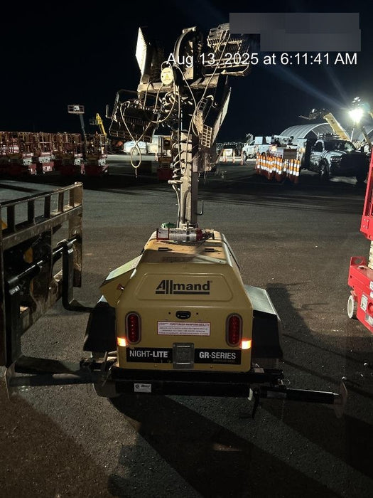 2022 Allmand NLV3GR (4) LED Light Fixture 350W, 23' Vertical Mast, 3kW Prime, Towable, Deep Sea L401, Leveling Jacks, Yanmar T4F 5.8hp