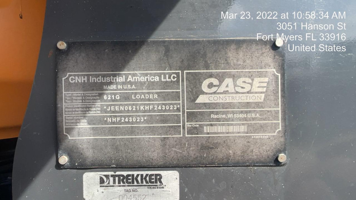 2018 Case 621G CLOSED CAB, 1 FUNCTION, JRB 416 STYLE HYD COUPLER