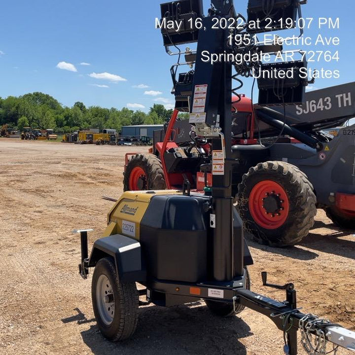 2022 Allmand NLV3GR (4) LED Light Fixture 350W, 23' Vertical Mast, 3kW Prime, Towable, Deep Sea L401, Leveling Jacks, Yanmar T4F 5.8hp