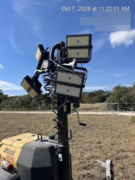 2022 Allmand NLV3GR (4) LED Light Fixture 350W, 23' Vertical Mast, 3kW Prime, Towable, Deep Sea L401, Leveling Jacks, Yanmar T4F 5.8hp