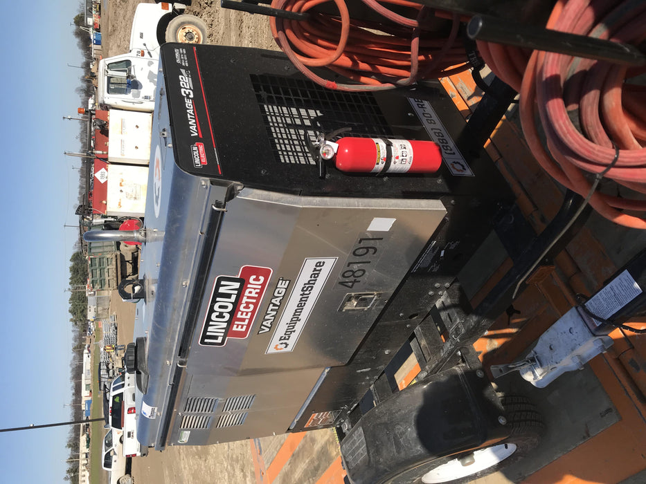 2019 Lincoln Electric Vantage 322 Ready-Pak 3, Two Wheel Trailer, Fender and Light Kit, Cable Rack