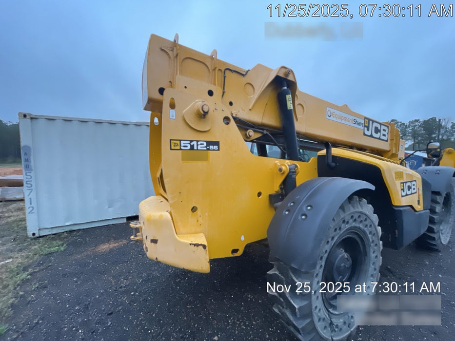 2019 JCB 512-56 109 HP w/CAB/HVAC, Beacon, Aux Hydraulics, Worklights, Solid Tires
