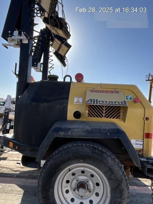 2022 Allmand NLV3GR (4) LED Light Fixture 350W, 23' Vertical Mast, 3kW Prime, Towable, Deep Sea L401, Leveling Jacks, Yanmar T4F 5.8hp