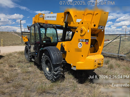 2019 JCB 512-56 Cab/Heat/Air, 109 HP, Solid Tires, STD Worklight, Beacon, Aux Hydraulics, Lifting Eye, Back up Alarm w/66" Carriage/60" Forks