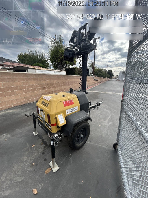 2022 Allmand NLV3GR (4) LED Light Fixture 350W, 23' Vertical Mast, 3kW Prime, Towable, ES Decals, T3