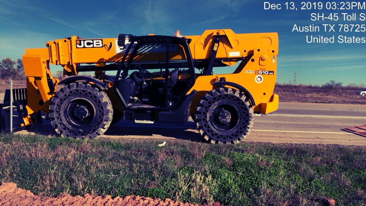 2019 JCB 510-56 Canopy, 74 HP, Solid Tires, STD Worklight, Beacon, Aux Hydraulics, Lifting Eye, Back up Alarm w/66" Carriage/60" Forks