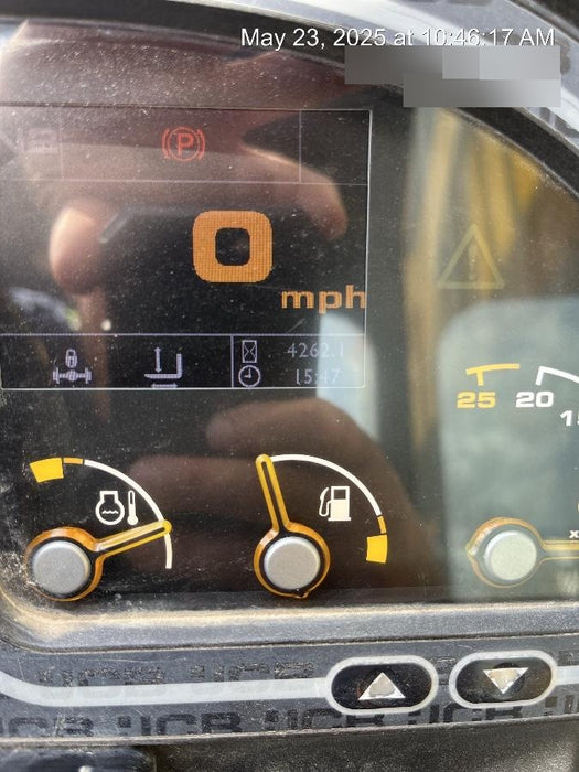 2019 JCB 510-56 74 HP w/Open ROPS, Beacon, Aux Hydraulics, Worklights, Solid Tires w/60" Carriage/Forks