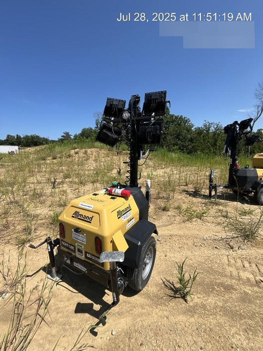 2022 Allmand NLV3GR (4) LED Light Fixture 350W, 23' Vertical Mast, 3kW Prime, Towable, ES Decals, T3