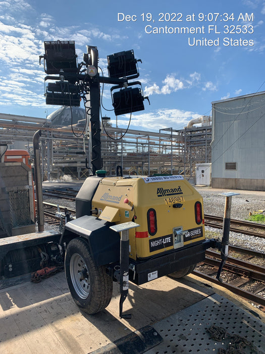 2022 Allmand NLV3GR (4) LED Light Fixture 350W, 23' Vertical Mast, 3kW Prime, Towable, Deep Sea L401, Leveling Jacks, Yanmar T4F 5.8hp