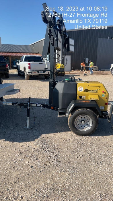 2022 Allmand NLV3GR (4) LED Light Fixture 350W, 23' Vertical Mast, 3kW Prime, Towable, ES Decals, T3