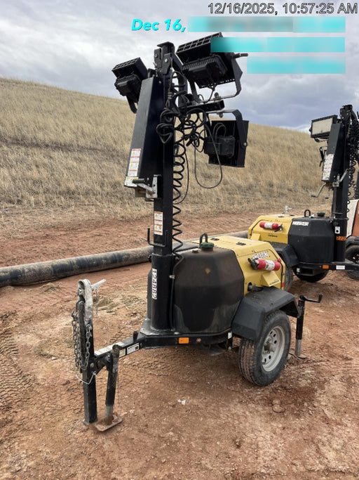 2020 Allmand NLV3GR (4) LED Light Fixture 350W, 23' Vertical Mast, 3kW Prime, Towable, Deep Sea L401, Leveling Jacks, Yanmar T4F 5.8hp