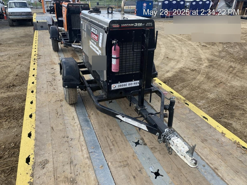 2019 Lincoln Electric Vantage 322 Ready-Pak 3, Two Wheel Trailer, Fender and Light Kit, Cable Rack