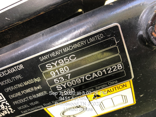 2020 SANY SY95C