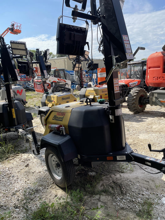 2021 Allmand NLV3GR (4) LED Light Fixture 350W, 23' Vertical Mast, 3kW Prime, Towable, Deep Sea L401, Leveling Jacks, Yanmar T4F 5.8hp