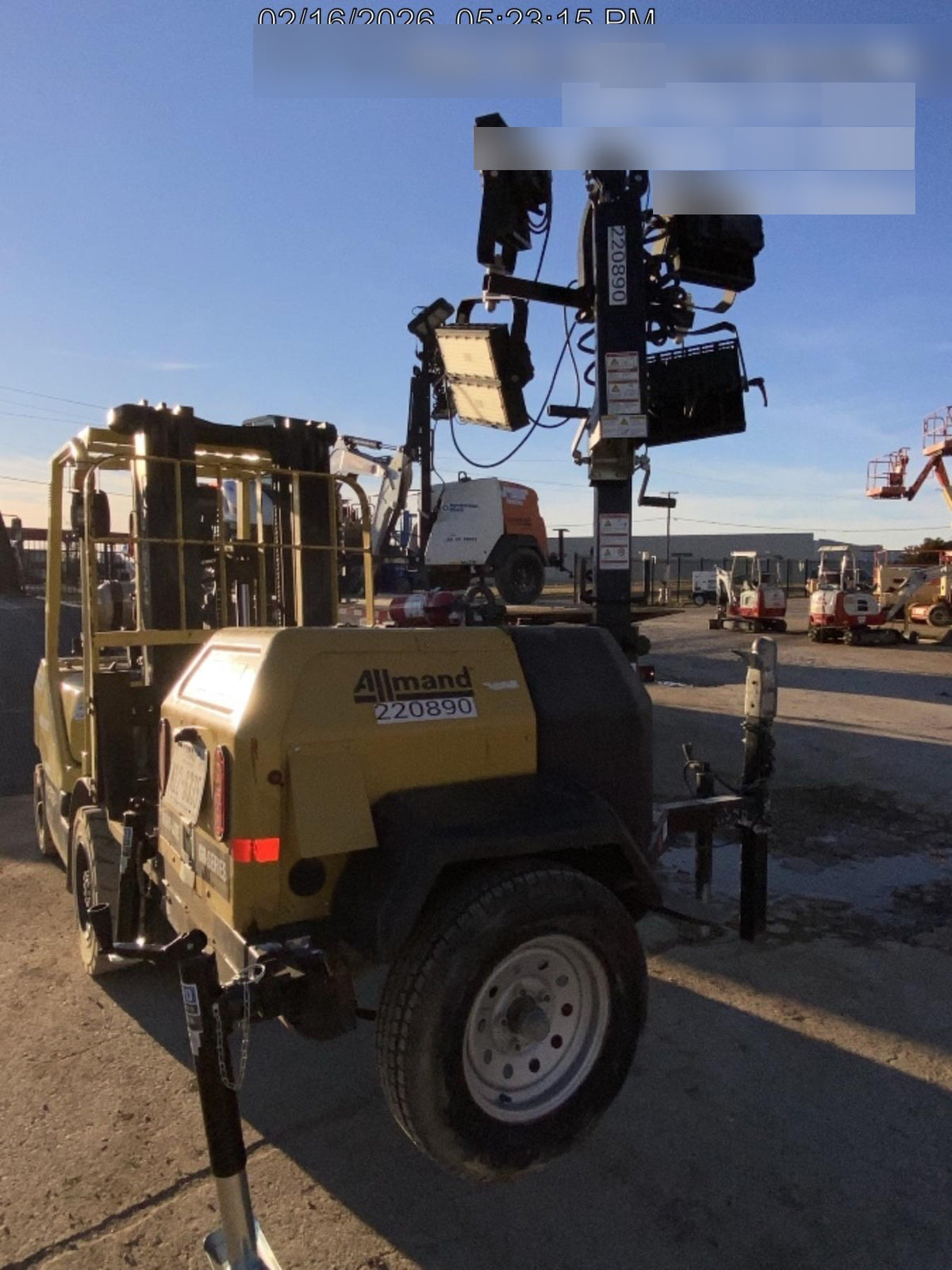 2022 Allmand NLV3GR (4) LED Light Fixture 350W, 23' Vertical Mast, 3kW Prime, Towable, Deep Sea L401, Leveling Jacks, Yanmar T4F 5.8hp