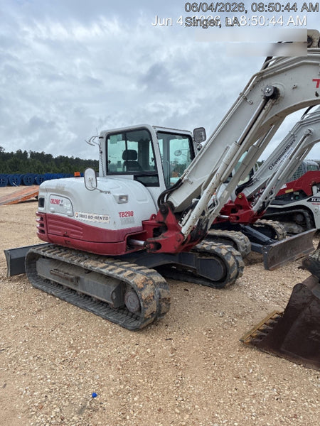 2019 Takeuchi TB290 Takeuchi TB290 Cab/Heat/AC w/Rubber Tracks, Auxiliary Hydraulics, Dozer Blade, Manual QC w/ 18/24/36" Buckets, Hydraulic Thumb Installed