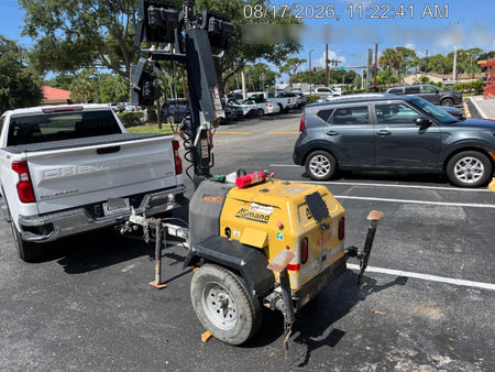 2022 Allmand NLV3GR (4) LED Light Fixture 350W, 23' Vertical Mast, 3kW Prime, Towable, Deep Sea L401, Leveling Jacks, Yanmar T4F 5.8hp